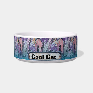 Tigela Grafite de Gato Legal Sinal Azul Roxo