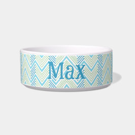 Tigela Grande Chevron Zag em Verde e Aqua