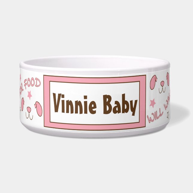 Tigela Grande Rosa para Cachorro "Vai Jogar por Co (Frente)