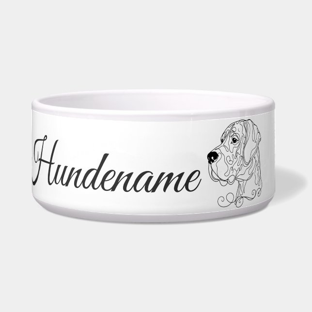 Tigela Great Dane Minimalist Line Art personalized bowl (Frente)