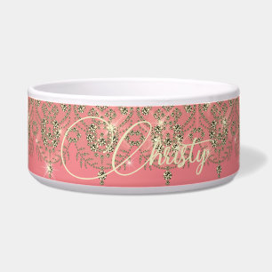 Tigela Grelha elegante de colar dourado de pêssego rosa