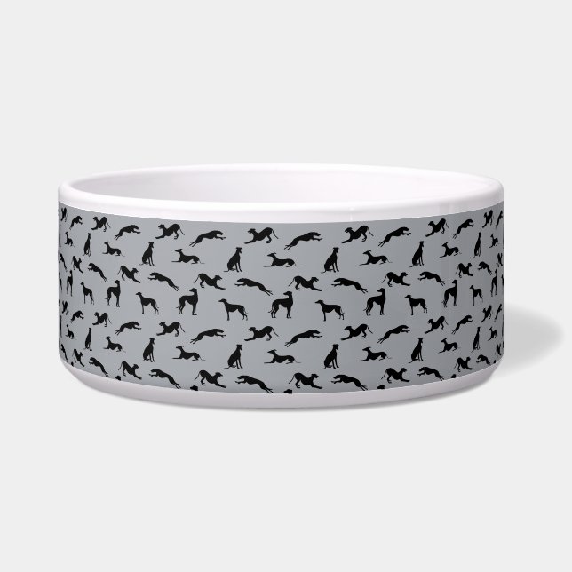 Tigela Greyhound Silhouettes Black na Cinza (Frente)