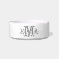 Grunge Chic Personalizado Monograma Pet Bowl