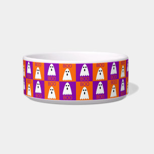 Tigela Halloween Boo Ghost Purple e Orange Squares