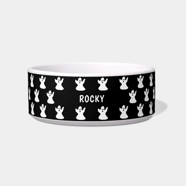 Tigela Halloween De Fantasmas Brancos E Pretos Personaliz (Frente)