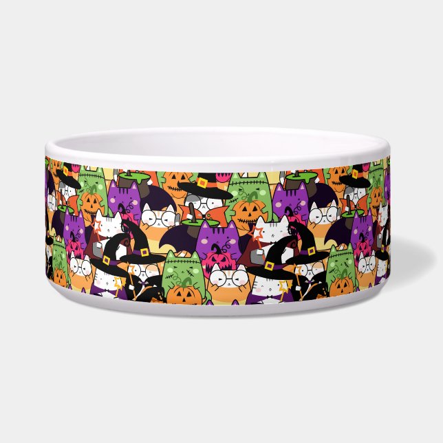 Tigela Halloween Kawaii Cat Patterno (Frente)