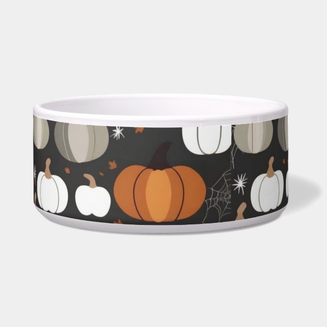 Tigela Halloween Pumpkin & Cobweb Dog Bowl - Cores de Que (Frente)
