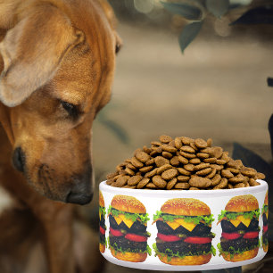 Tigela Hamburger e Queijo - Grande Pet Bowl de Duplo Delu