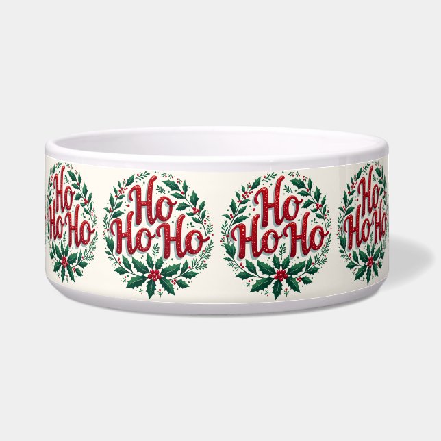 Tigela Ho Ho Ho Christmas Wreath Typography Design (Frente)