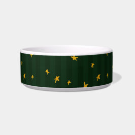 Tigela Holiday Green Yellow Stripe Star Christmas 