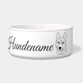 Tigela Husky Minimalist Line Art personalized bowl