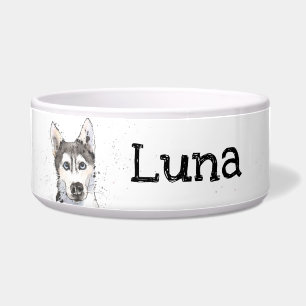 Tigela Husky siberiano, cachorro personalizado desenhando