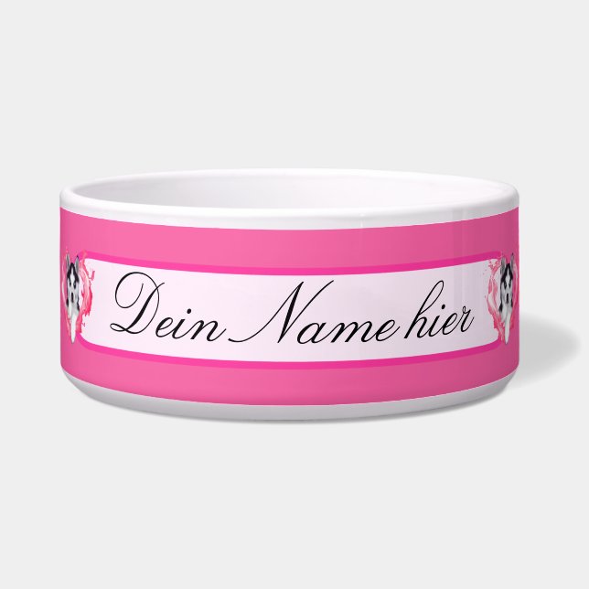 Tigela Huskywelpe mit Herz rosa Hündin (Frente)
