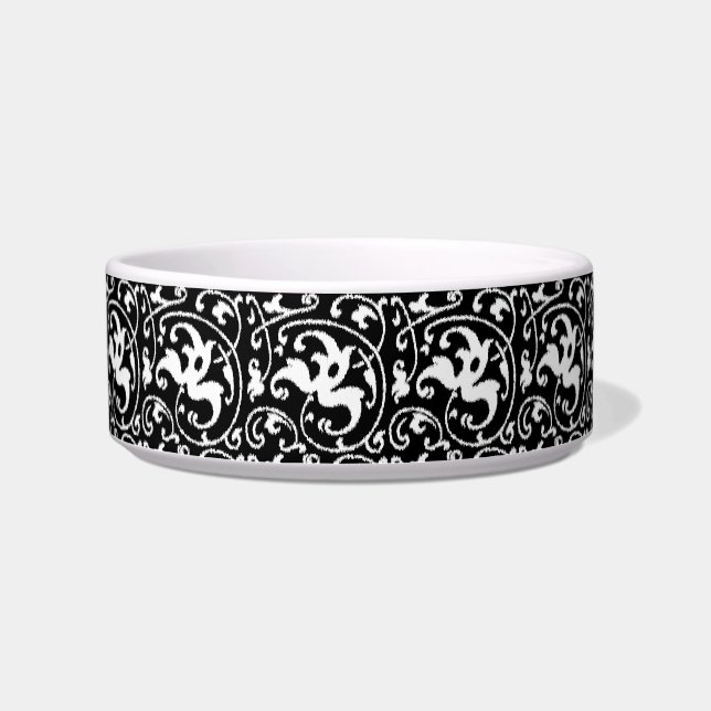 Tigela Ikat Floral Damask - Preto e Branco (Esquerda)