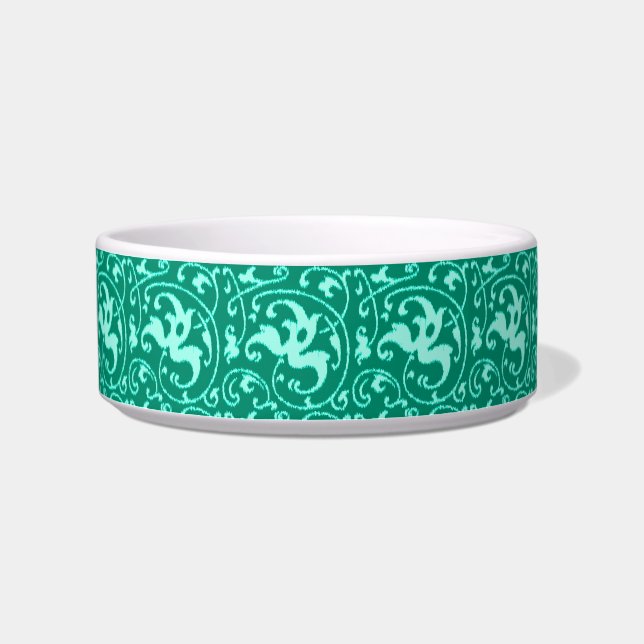 Tigela Ikat Floral Damask - Turquoise e Aqua (Esquerda)
