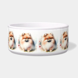 Tigela Ilustração de aquarela da Pomerânia Cuta