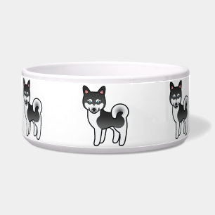 Tigela Ilustração De Cachorro Klee Kai, Branco E Preto