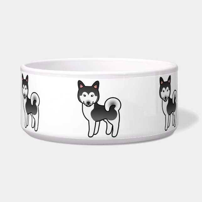 Tigela Ilustração de cachorro Malamute do Alasca preto e  (Frente)