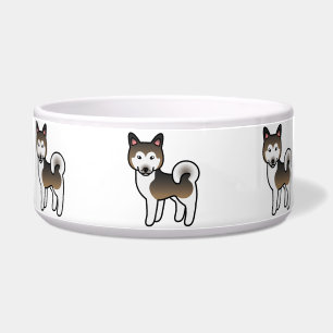 Tigela Ilustração De Cachorro Malamuto Do Alasca Branco E