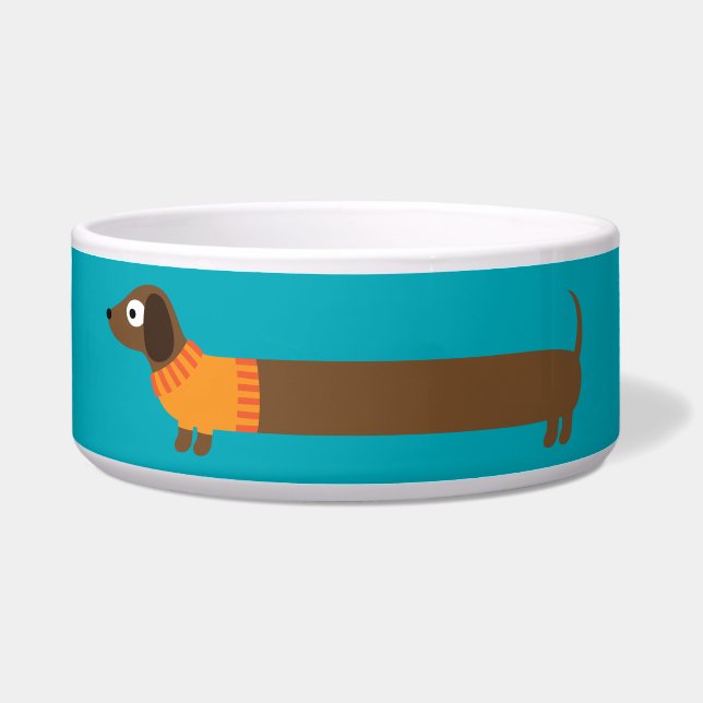 Tigela Ilustração de Dachshund Longo Cute (Frente)