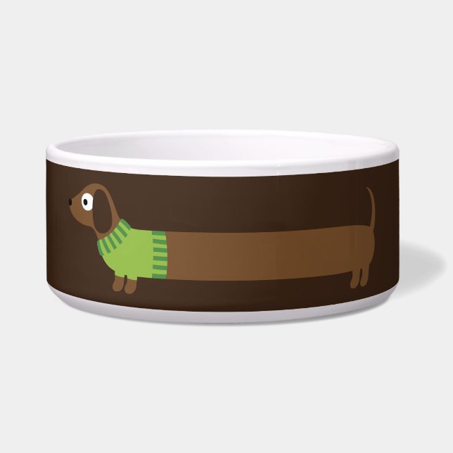 Tigela Ilustração de Dachshund Longo Cute (Frente)