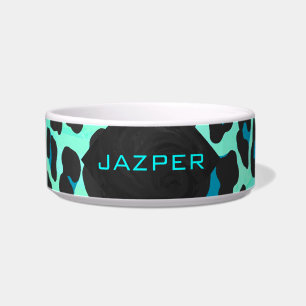 Tigela Impressão de Leopardo Negro e Teal