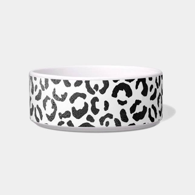 Tigela Impressão de Leopardo Preto e Branco         (Frente)