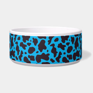 Tigela Impressão de padrão de vaca preto e azul