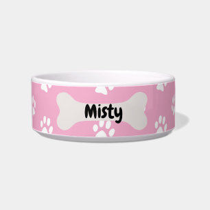 Tigela Impressão de Papoilas de Cão Rosa Personalizado