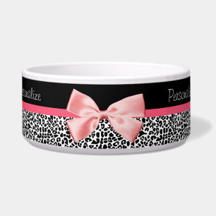 Tigela Impressão na moda do leopardo e fita cor-de-rosa