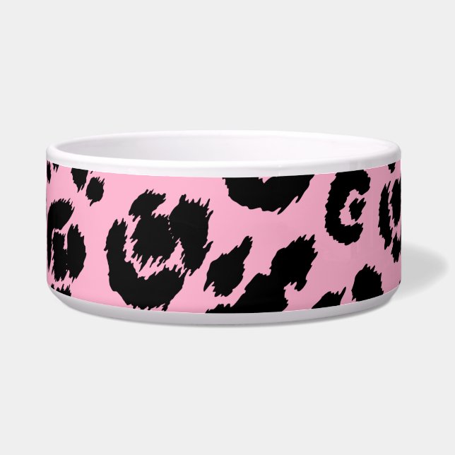 Tigela Impressão Preta-Leopardo Rosa (Frente)