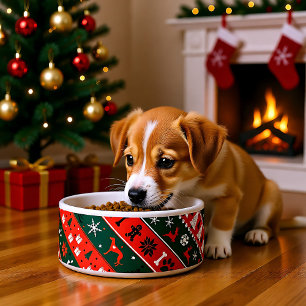 Tigela 💚 impressionante ❤️ padrão diagonal do Xmas