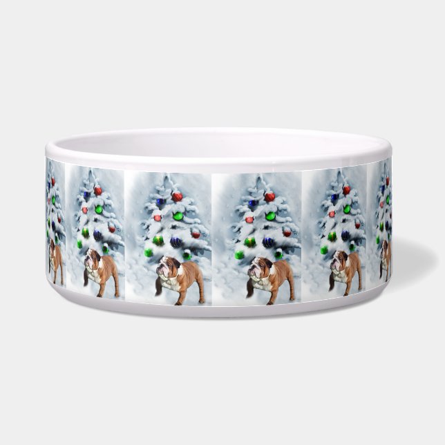 Tigela Inglês Buldogue Christmas (Frente)