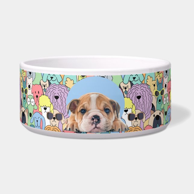 Tigela Inglês Bulldog Personalizado Foto e Nome Dog Bowl (Frente)