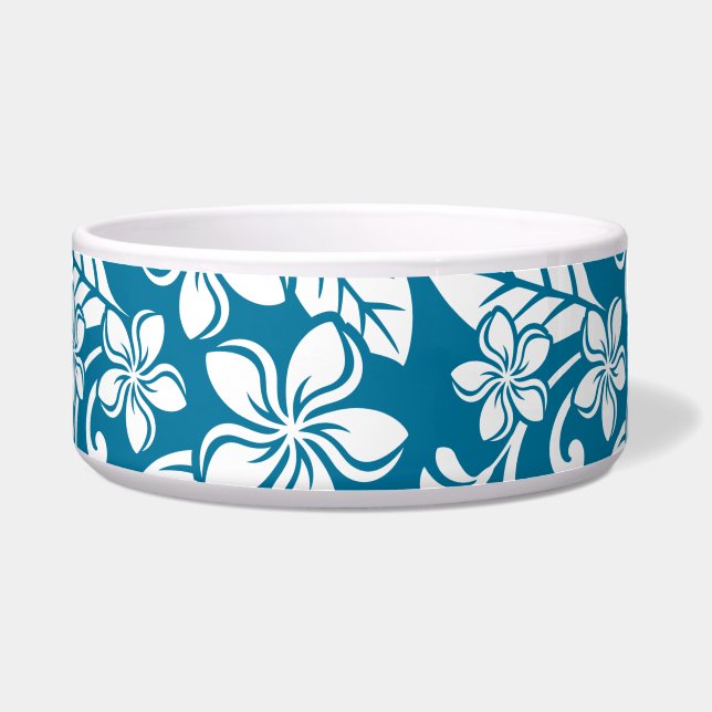 Tigela ISLAND PLUMERIA (CARIBE AZUL) Cerâmica Pet Bowl (Frente)