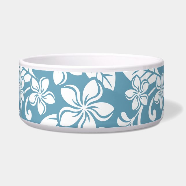 Tigela ISLAND PLUMERIA (SLATE BLUE) Cerâmica Pet Bowl (Frente)