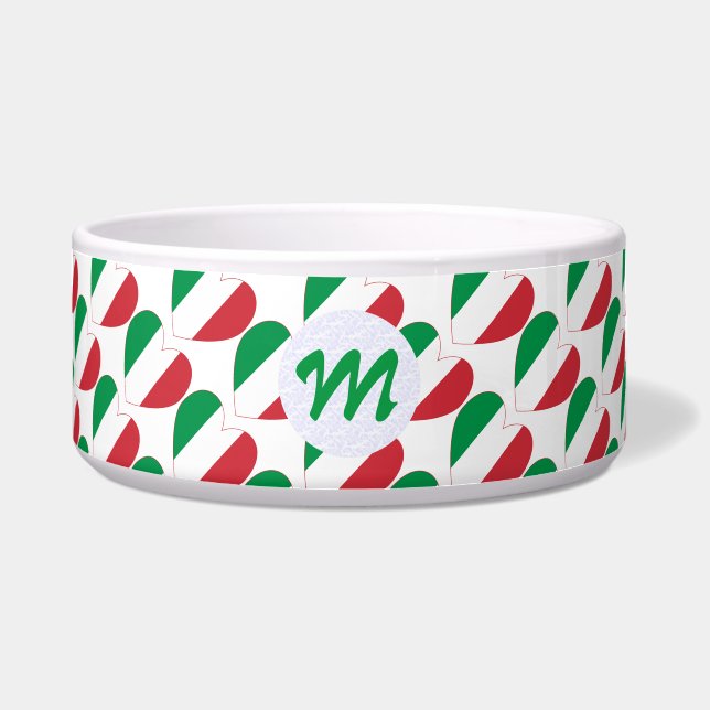 Tigela Italian Flag Heart Ruled and Personalized Pet (Frente)