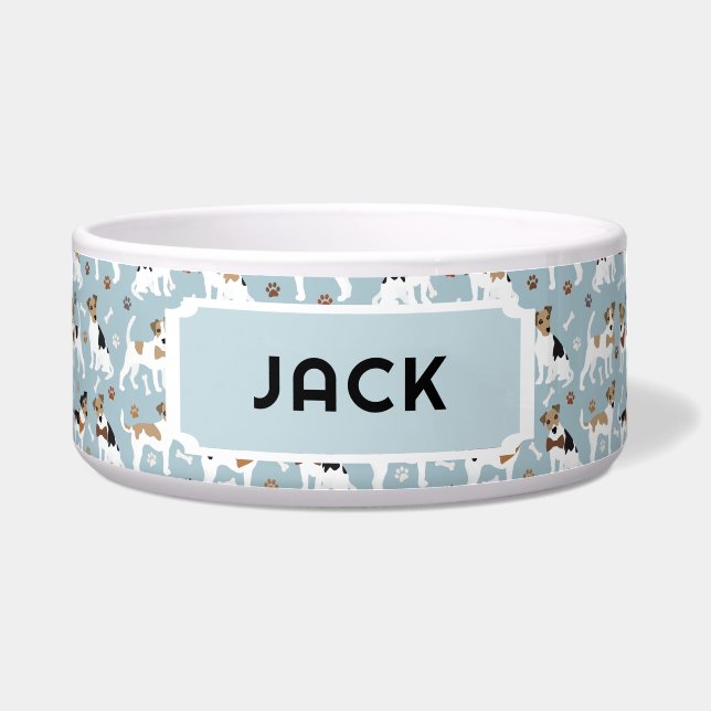 Tigela Jack Russell Terrier Paws e Cão Osso (Frente)