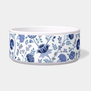 Tigela Jacobean Floral Pattern Blues em Branco