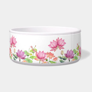 Tigela Jardim Floral de Lótus Rosa em Aquarela CASAMENTO