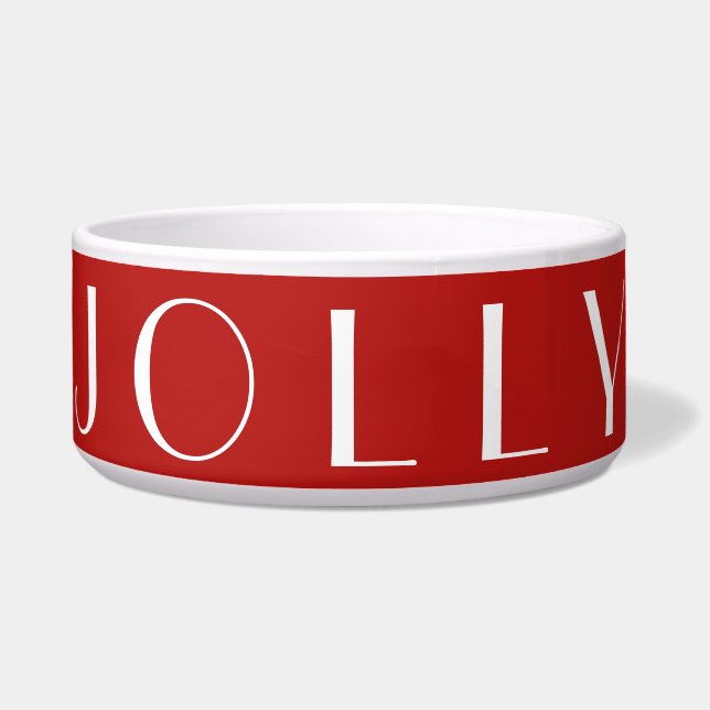 Tigela Jolly Modern Red Typografia Pet de Natal (Frente)
