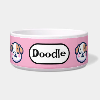 Tigela "Kawaii Dog Bowl Personalizado com Nome de etiquet