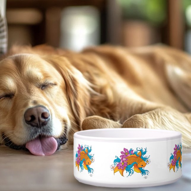 Tigela Koi Fish Lotus Cherry Blossoms (Criador carregado)