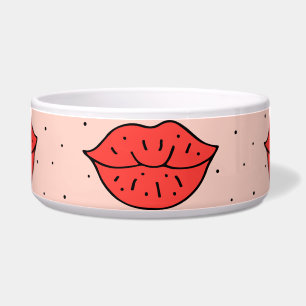 Tigela Lábios de desenho: padrão de rabiscos feminista.