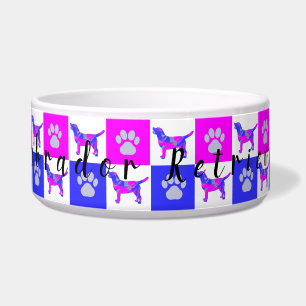 Tigela Labrador Retriever Cachorro e Pata Rosa & Azul Pet