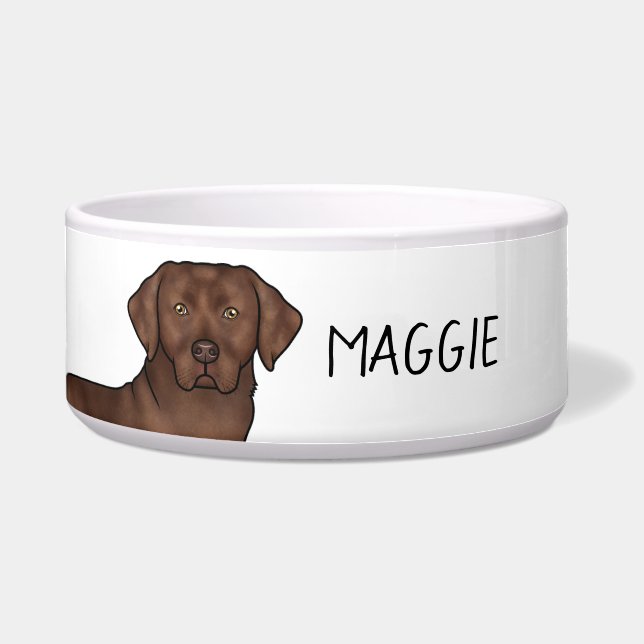 Tigela Labrador Retriever Lab Chocolate Personalizado (Frente)