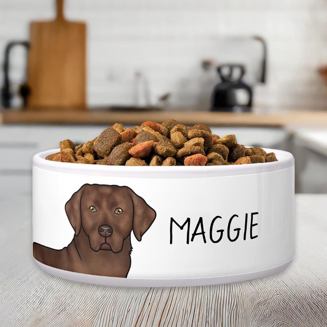 Tigela Labrador Retriever Lab Chocolate Personalizado (Criador carregado)