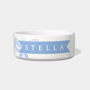 Tigela Laço Azul Personalizado Coquette Nome Estético
