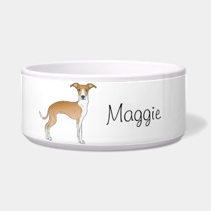 Tigela Lebre e Branco Galgo Italiano Com Nome Personaliza