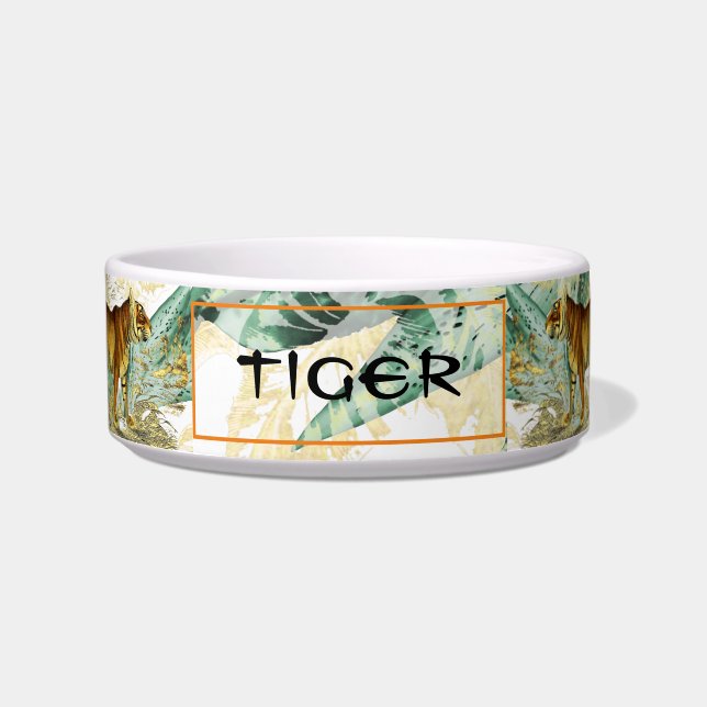 Tigela Legal Tigre de Gato Selvagem Safari Tropical (Frente)